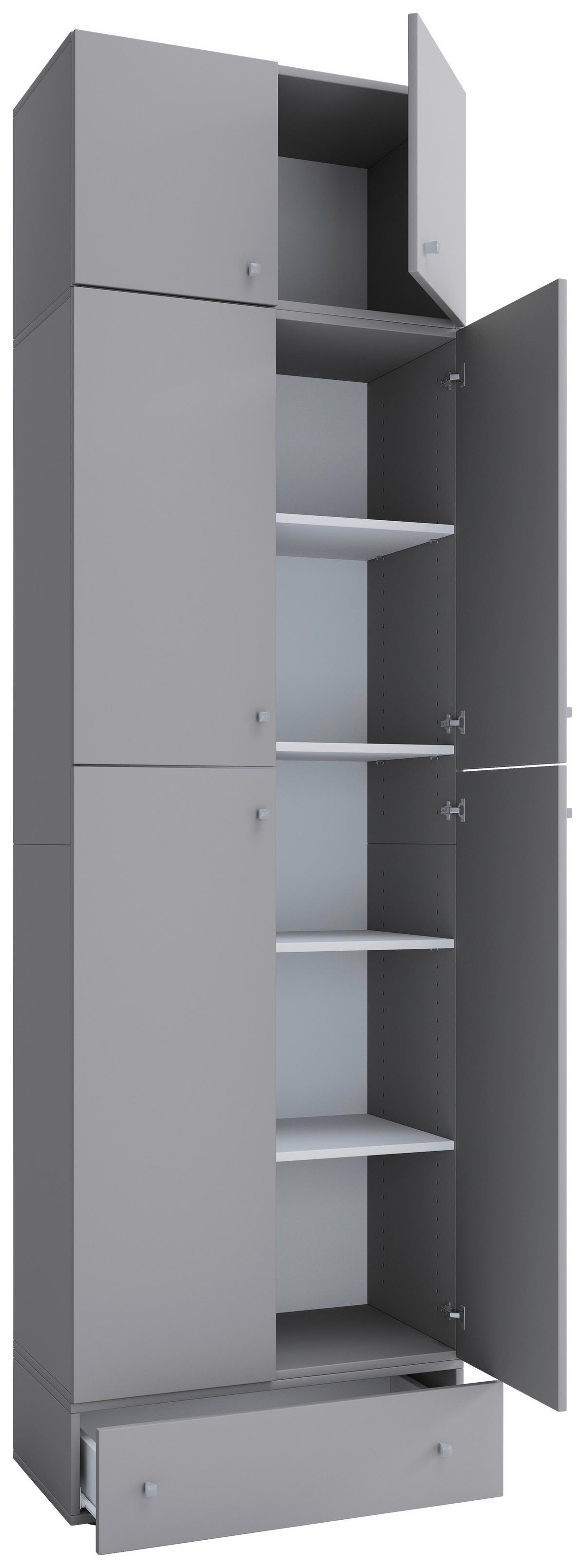Kleiderschrank Lona XXL Grau ca. 70x240x39 cm - Grau, MODERN, Holzwerkstoff/Kunststoff (70/240/39cm) - MID.YOU