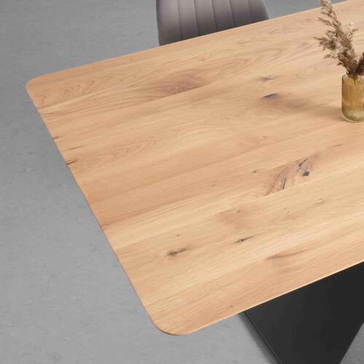 Esstisch Valera in Wildeiche ca. 180x90x74cm - Wildeiche/Schwarz, Design, Holz/Metall (180/90/74cm) - Premium Living