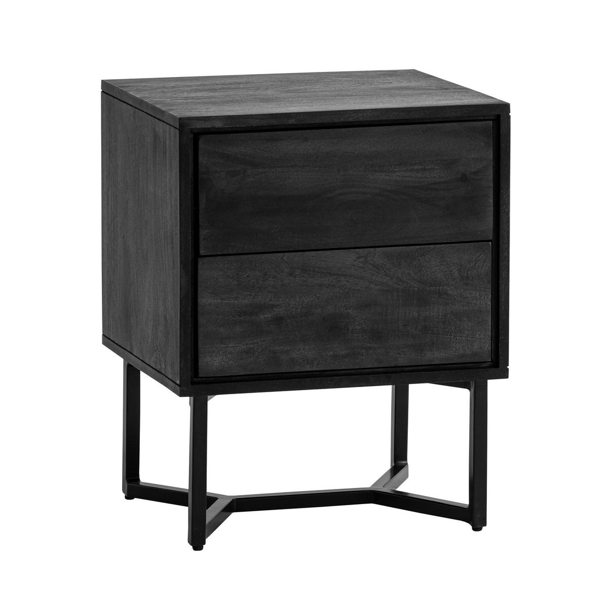 Majhna Nočna Omarica Akazie, Pravi Les, Črna - črna, Design, kovina/les (45/57/40cm) - Livetastic