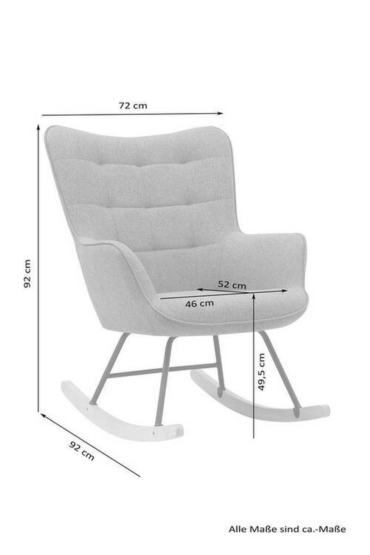 Schaukelsessel Richie Schwarz, Samt - Buchefarben/Schwarz, MODERN, Holz/Textil (72/92/92cm) - MID.YOU