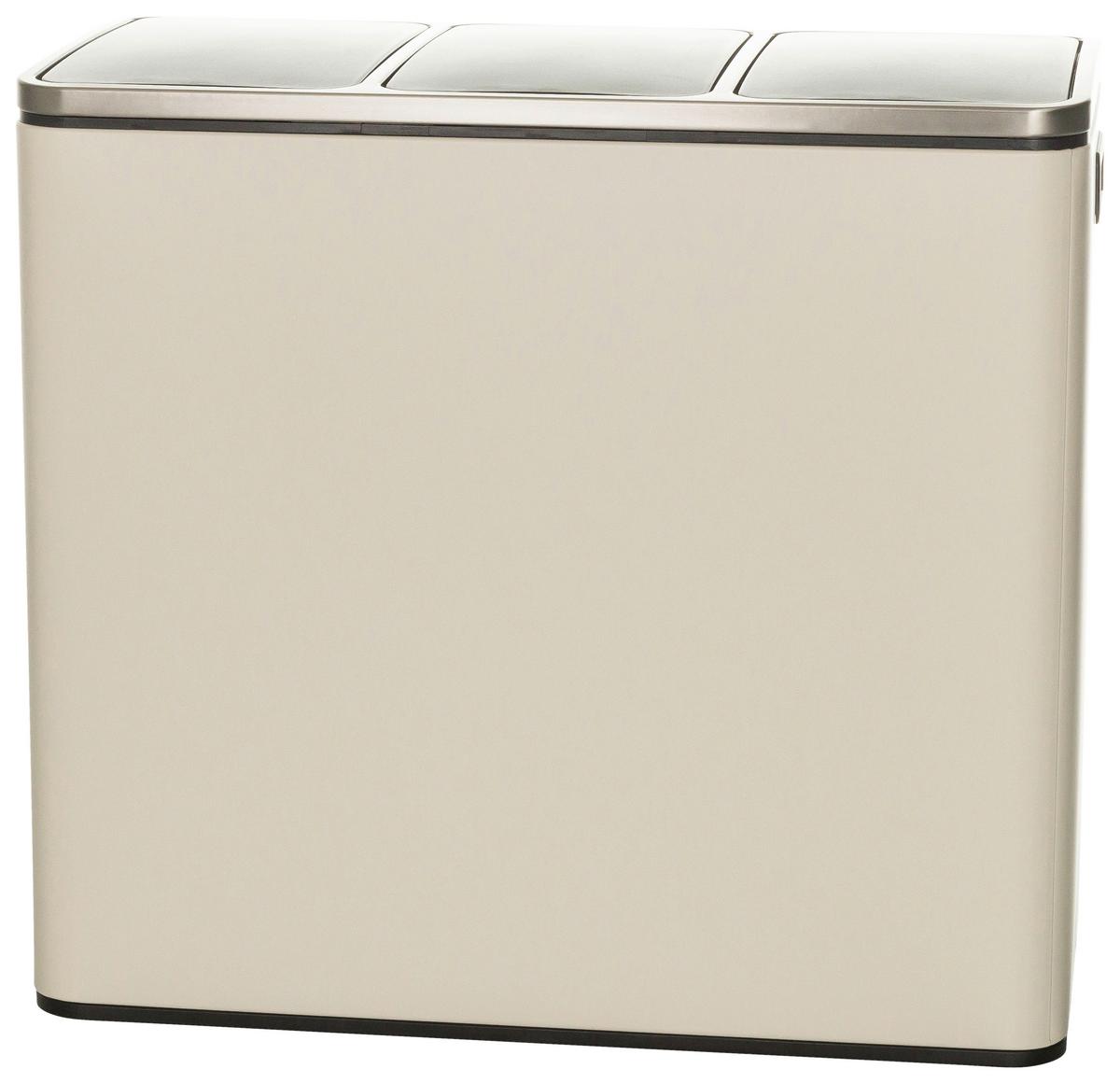 Koš Za Smeti Clean Ix, 3 X 18 L, Bež - črna/bež, Basics, kovina/umetna masa (61/56/31,5cm) - MID.YOU