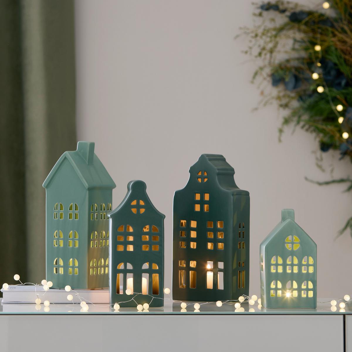 Dekohaus Marie Dunkelgrün - Dunkelgrün, KONVENTIONELL, Keramik (10,9/19,5/9,8cm) - Mömax