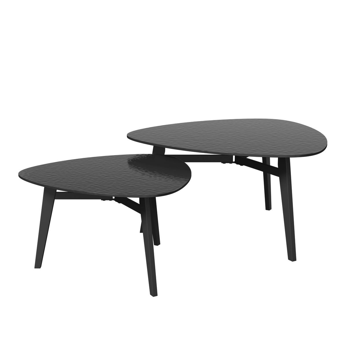 Couchtisch-Set Kelaya Schwarz Glas/Metall - Schwarz, MODERN, Glas/Metall (80/60/42/36/80/60cm) - Bessagi Home