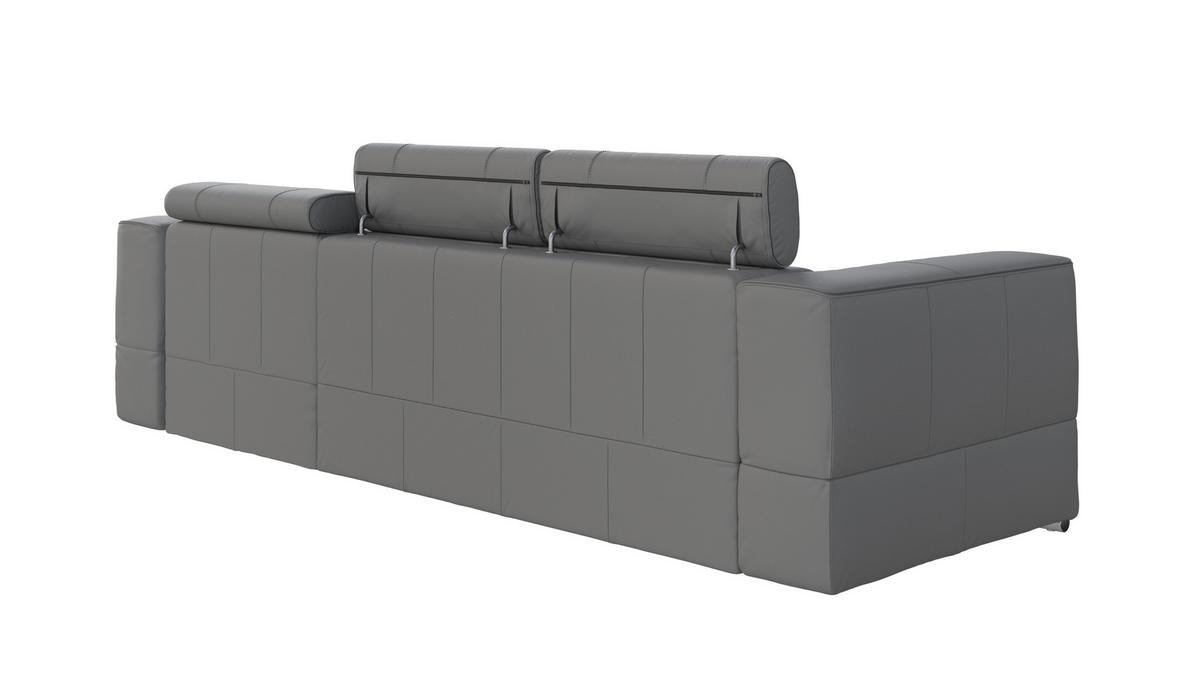 Sarokkanapé Ágyfunkcióval Go - alumíniumszínű/szürke, Konventionell, bőr/faalapú anyag (274/174cm)