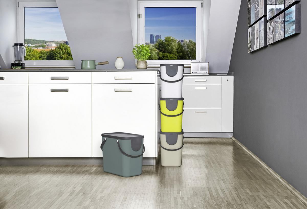 SORTOWNIK ODPADÓW 1024907422 - beżowy, Basics, tworzywo sztuczne (23,5/34/40cm) - Rotho