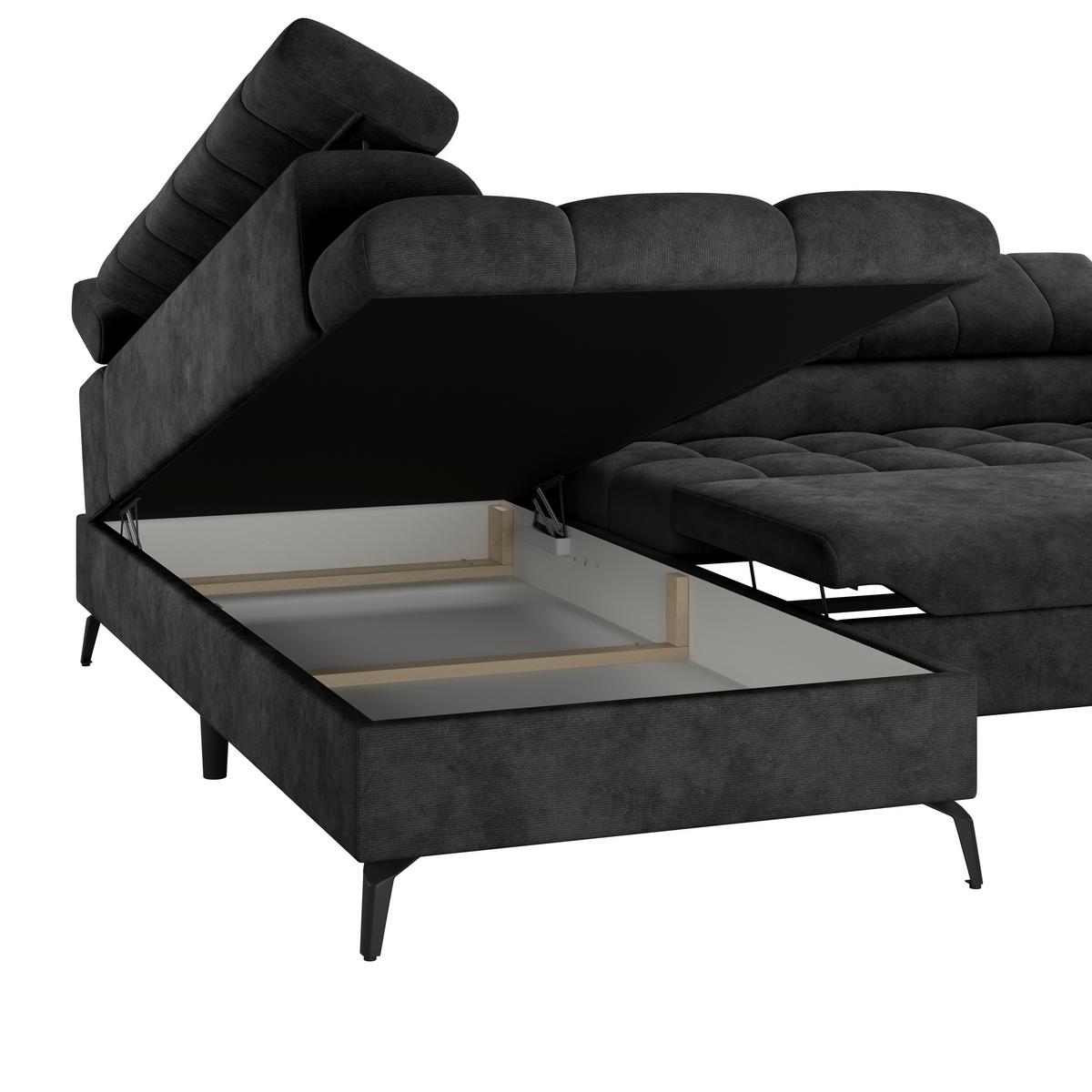 Kutna Garnitura Volf - crna, Trend, tekstil/metal (203/261cm)