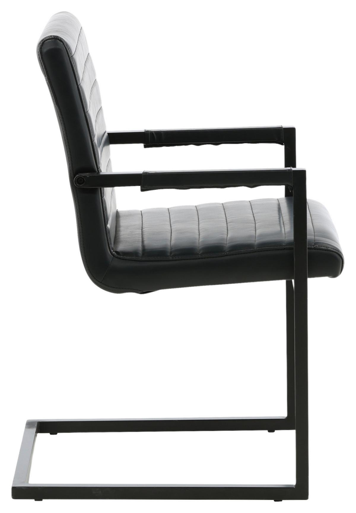 ARMLEHNSTUHL-SET ART - Schwarz, Design, Textil/Metall (54/88/63cm) - Livetastic