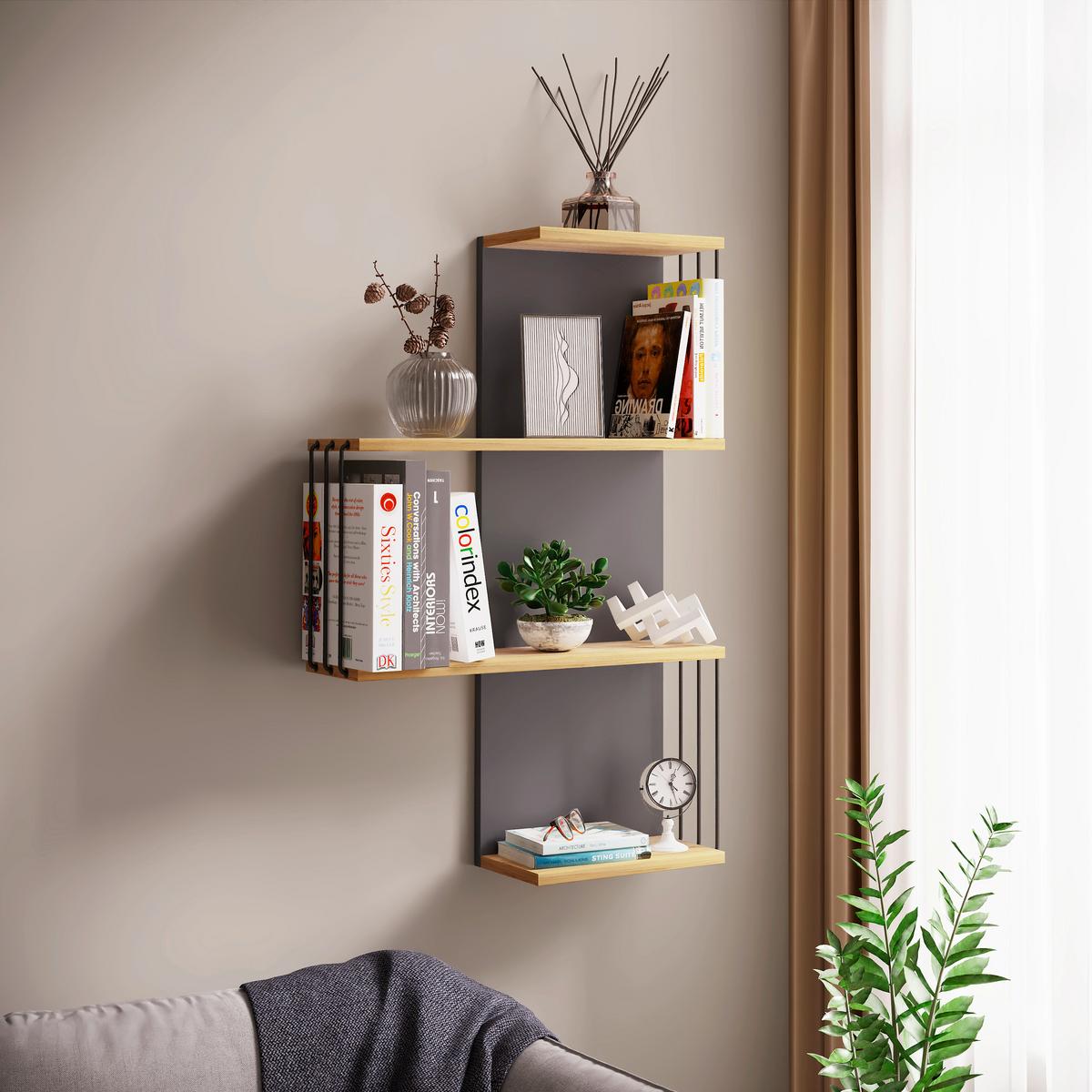 Wandboard Dolira - Eichefarben/Anthrazit, Design, Holzwerkstoff (68/98/19cm) - Livetastic