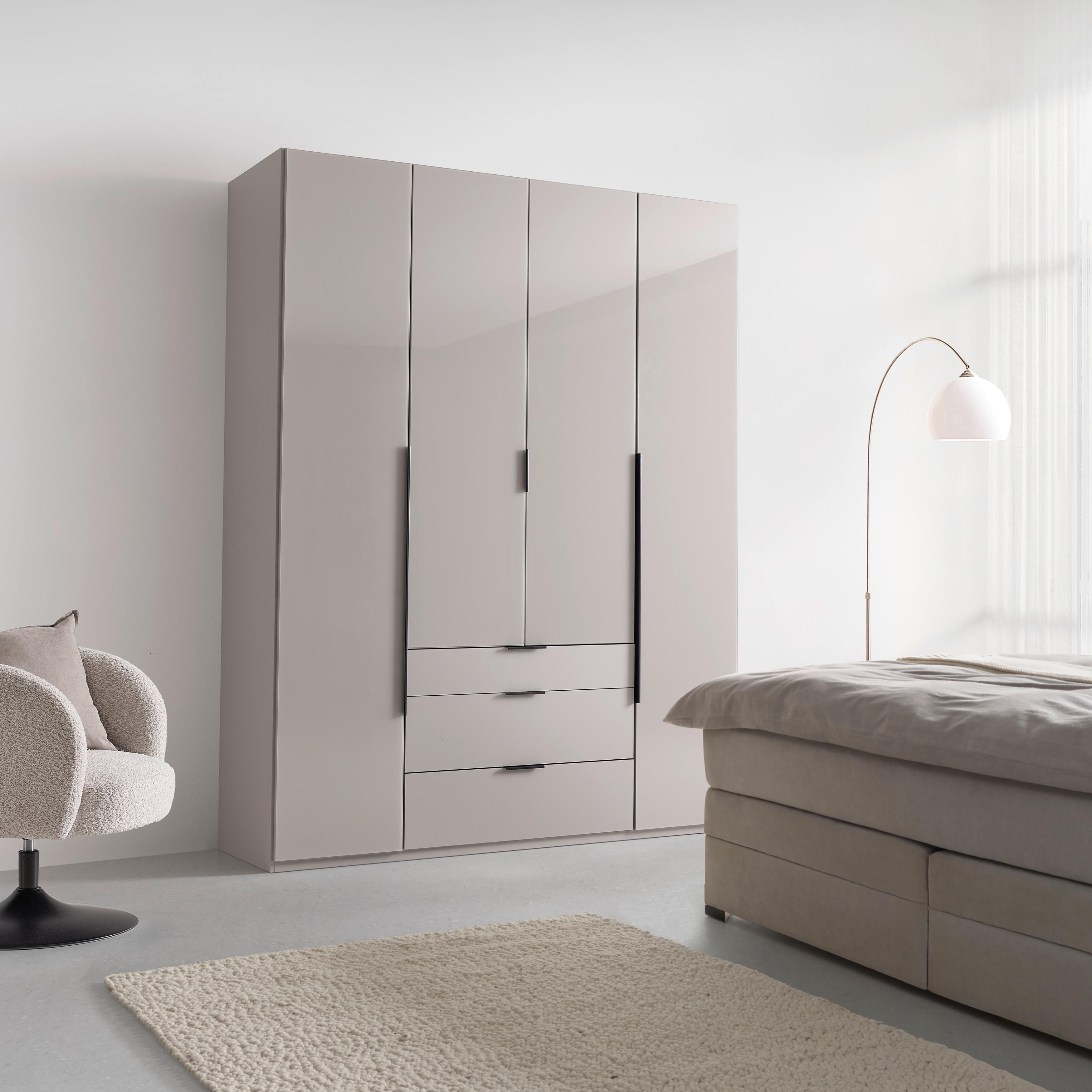 Drehtürenschrank New York Grau/Sahara - Schwarz/Grau, KONVENTIONELL, Glas/Holzwerkstoff (180/236/58cm) - Premium Living