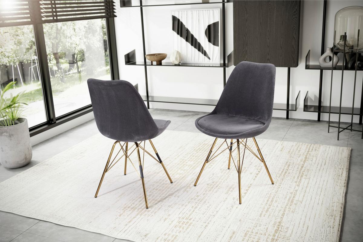 Set Naslanjačev Cara - zlate barve/antracit, Moderno, kovina/tekstil (48/85/58cm) - MID.YOU