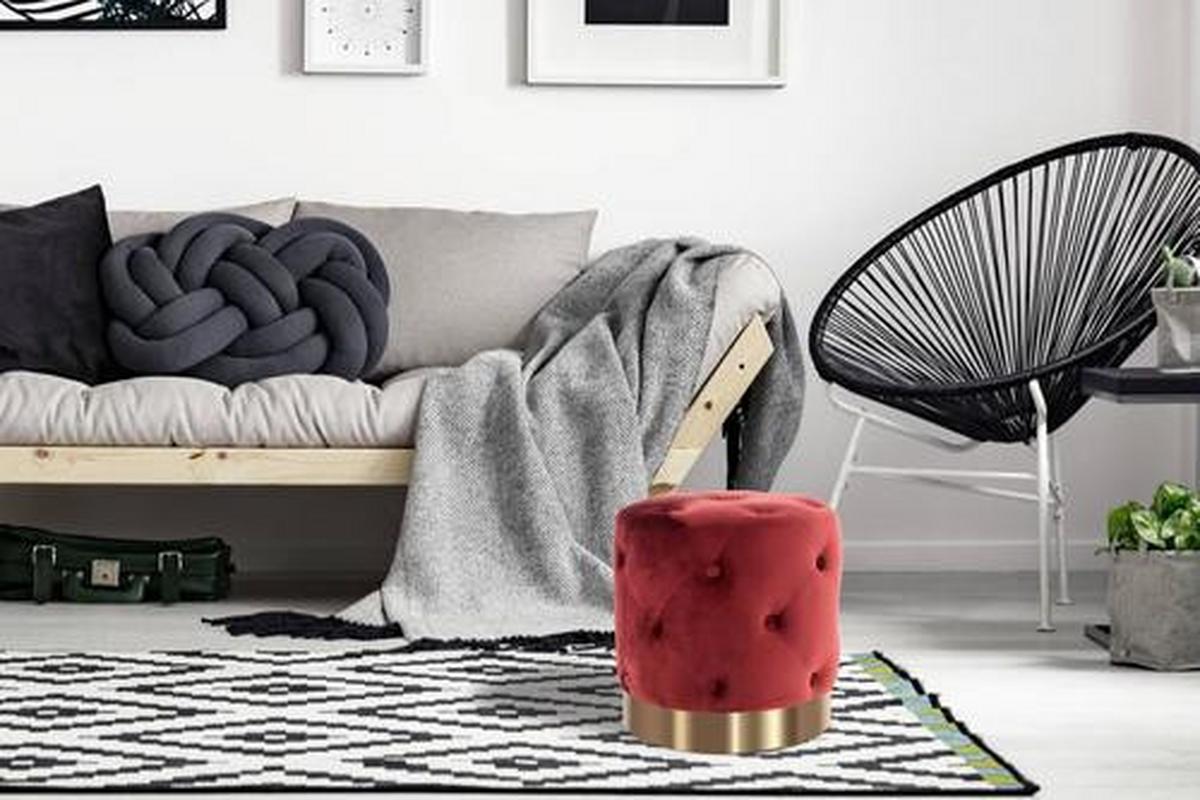 Ülőke Z237i - aranyszínű/bordó, Basics, faalapú anyag/textil (40/40/40cm) - Kayoom
