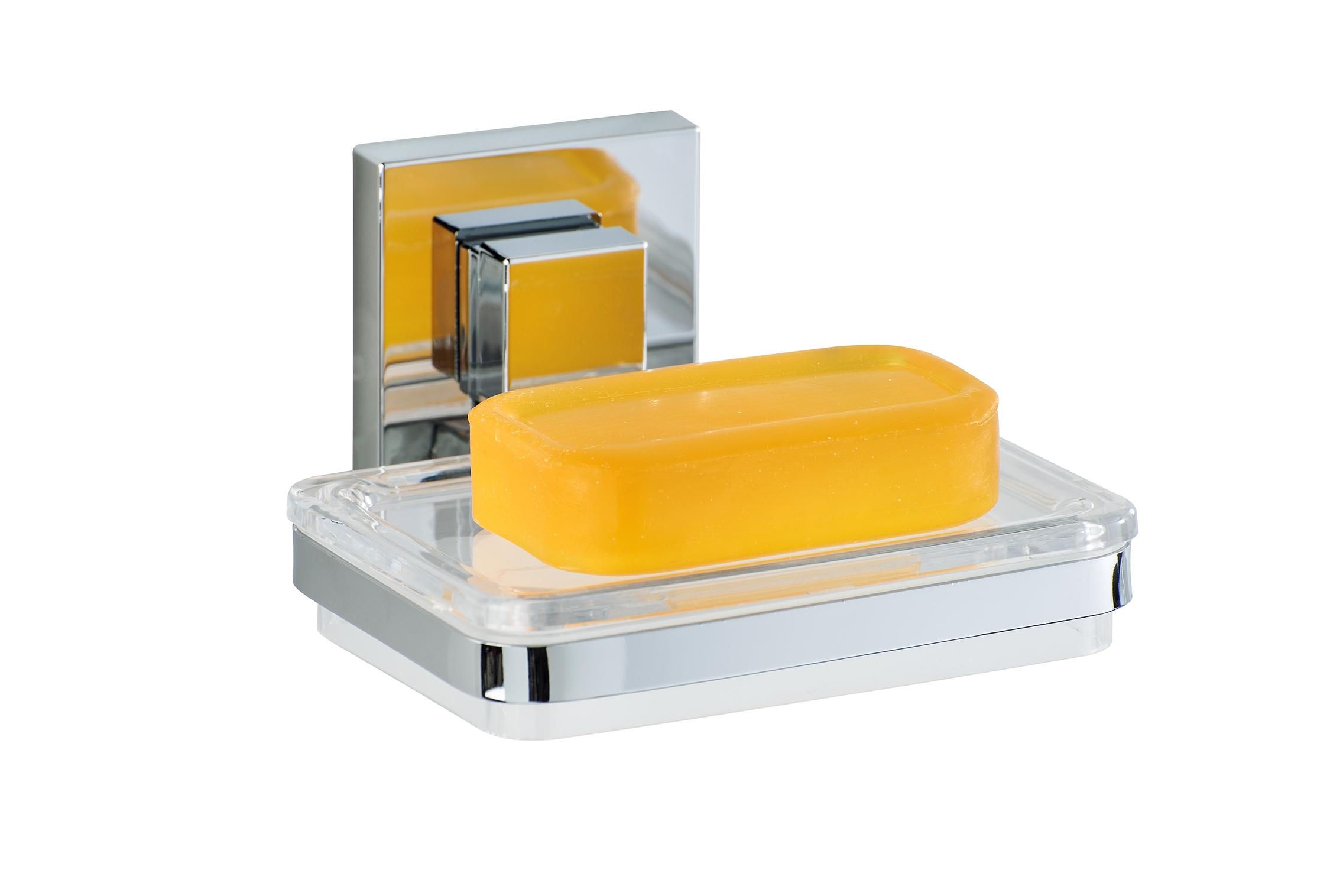 Savonieră Quadro - culoare crom, Modern, plastic/metal (12/7/12cm) - Wenko