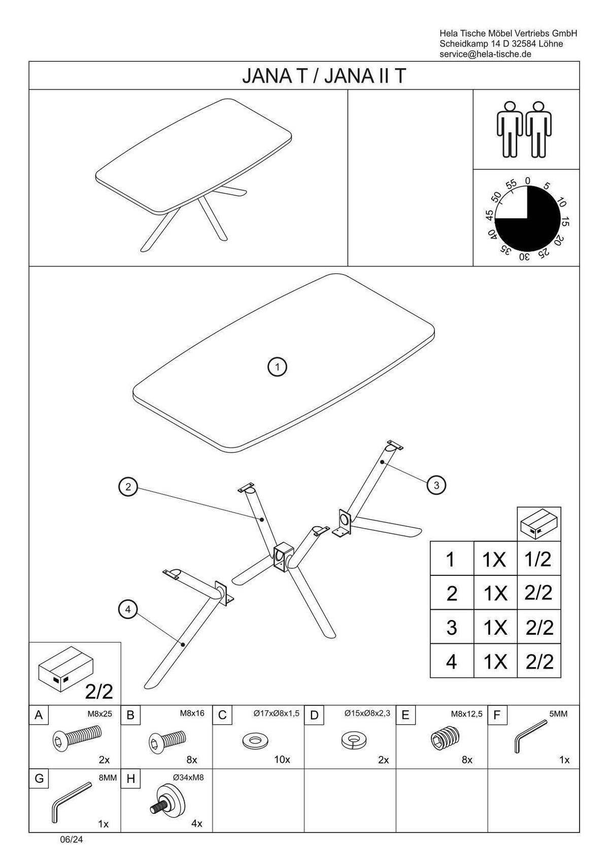 ESSTISCH JANA II T - Schwarz, MODERN, Holzwerkstoff/Metall (180/76/100cm) - P & B