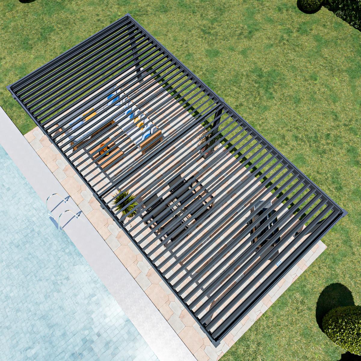 Pergola Superior, Antracit, 3,6x7,2m - barve grafita, Basics, kovina (360/255/720cm) - Gardenson