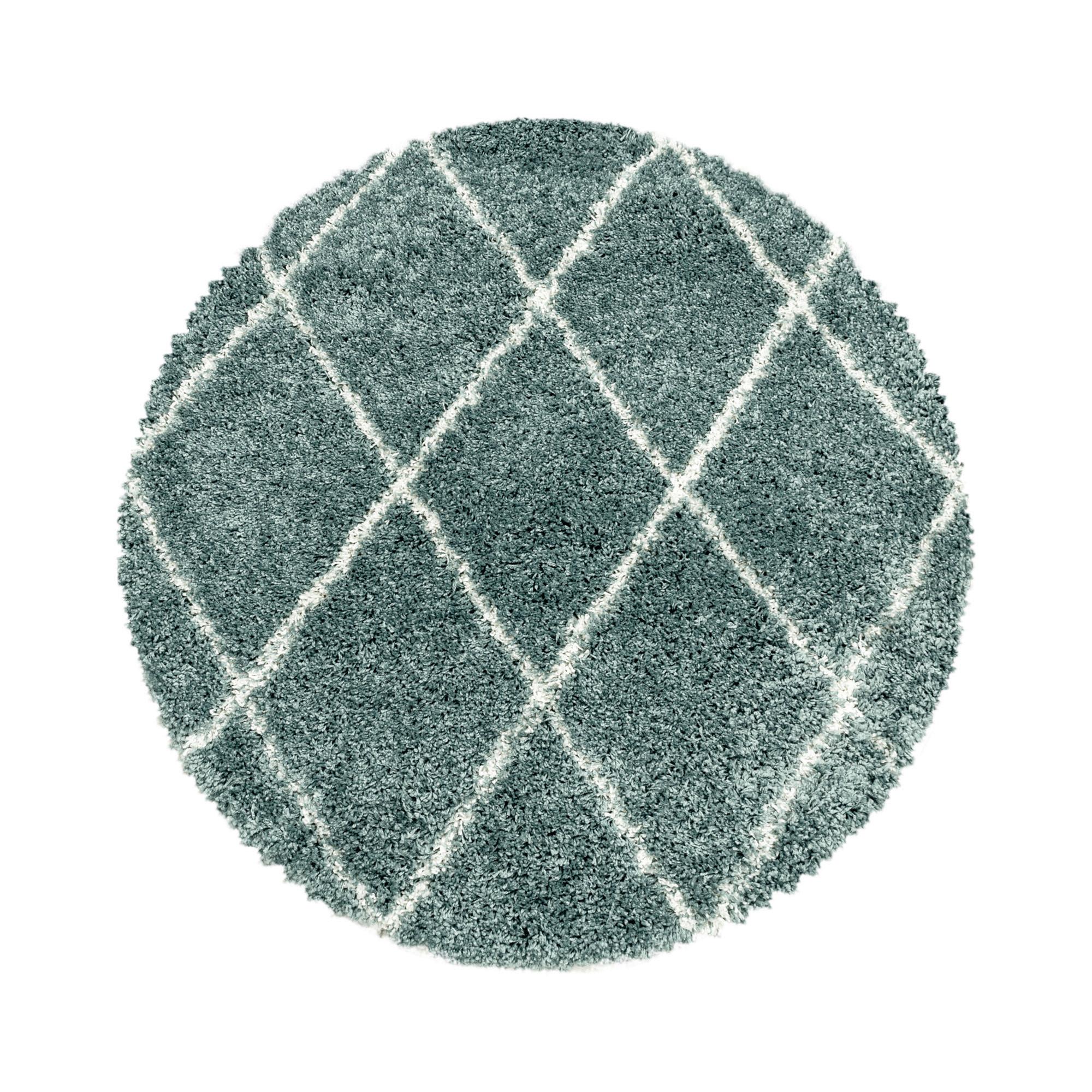 Hochflorteppich Alvor Blau Ø ca. 120cm - Blau, Basics, Textil (120cm)