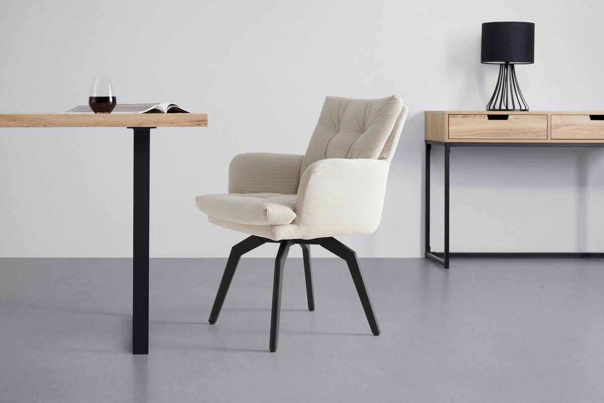 Karosszék Hanna - fekete/fehér, Modern, textil/fém (60/88/64cm) - Mömax
