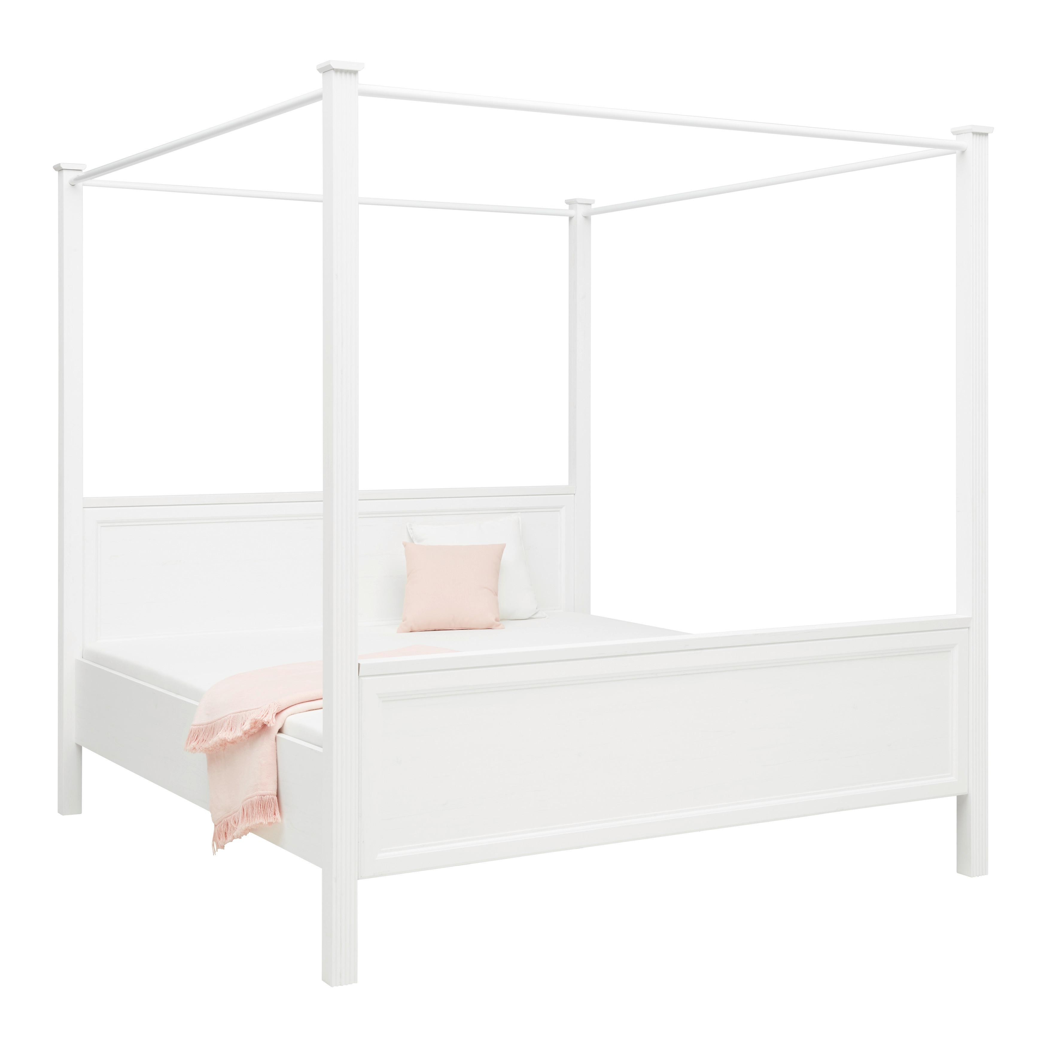 Himmelbett Marilou in Weiß ca. 180x200cm - Schwarz/Weiß, ROMANTIK / LANDHAUS, Holzwerkstoff/Kunststoff (180/200cm) - Zandiara