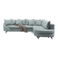 Ecksofa Hellblau - Schwarz/Hellblau, Modern, Textil/Metall (291/250cm) - Mömax