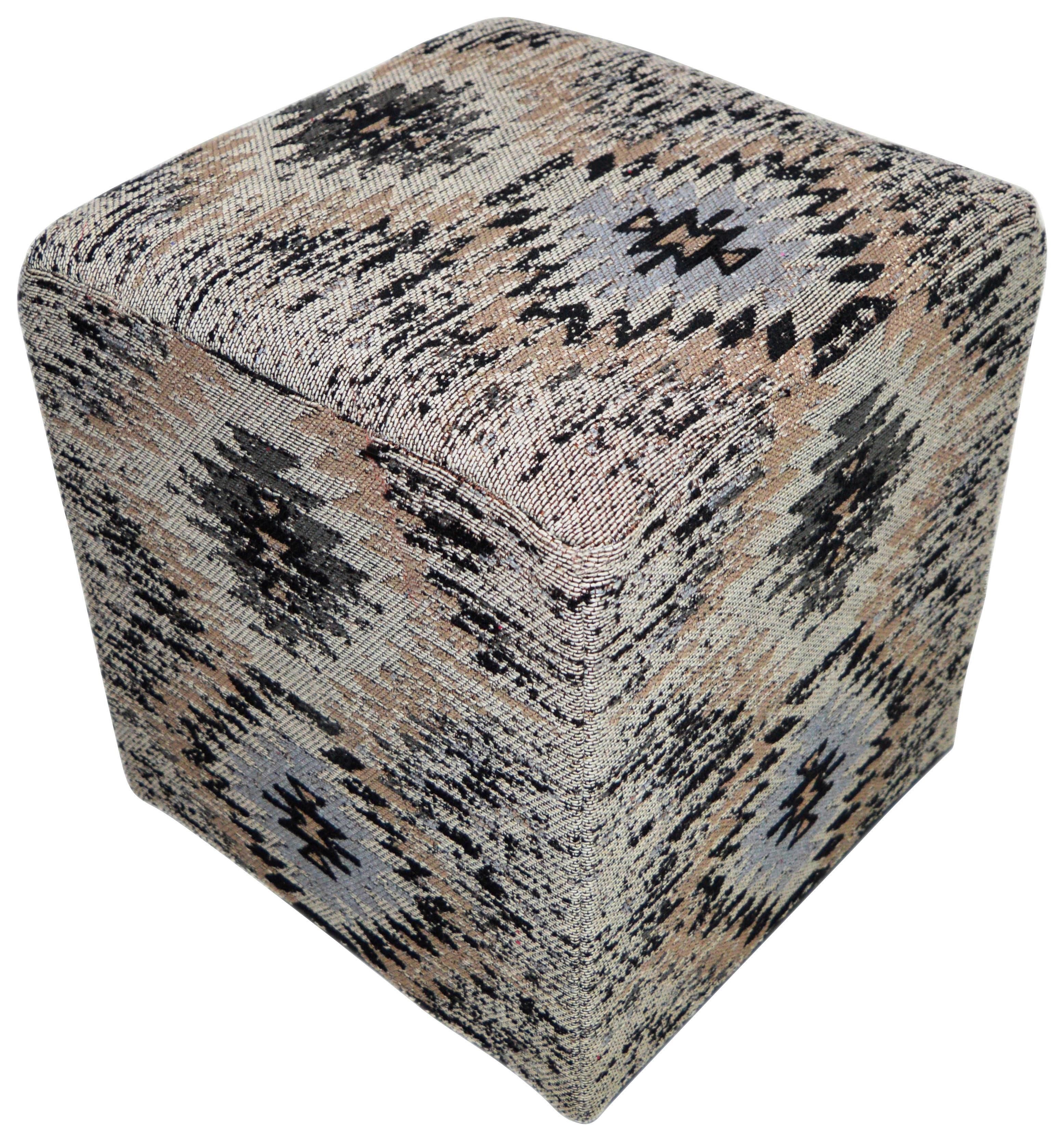 POUF SOLITAIRE 200 - Beige/Schwarz, Design, Textil (42/42/45cm) - Kayoom