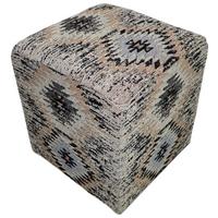 POUF SOLITAIRE 200 - Beige/Schwarz, Design, Textil (42/42/45cm) - Kayoom