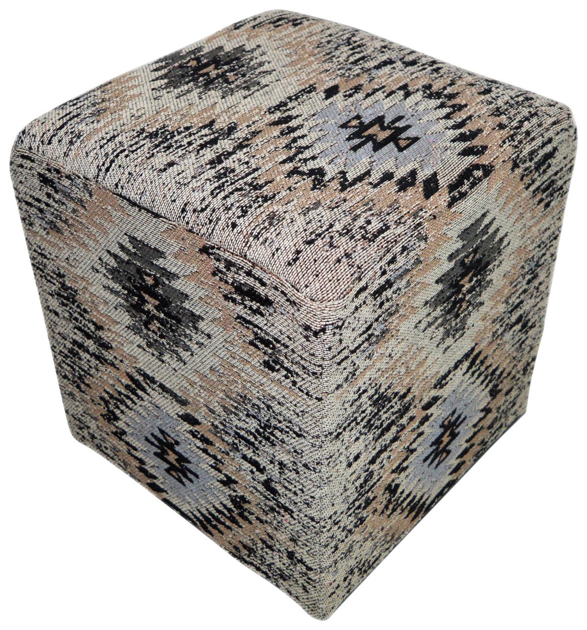 POUF SOLITAIRE 200 - Beige/Schwarz, Design, Textil (42/42/45cm) - Kayoom