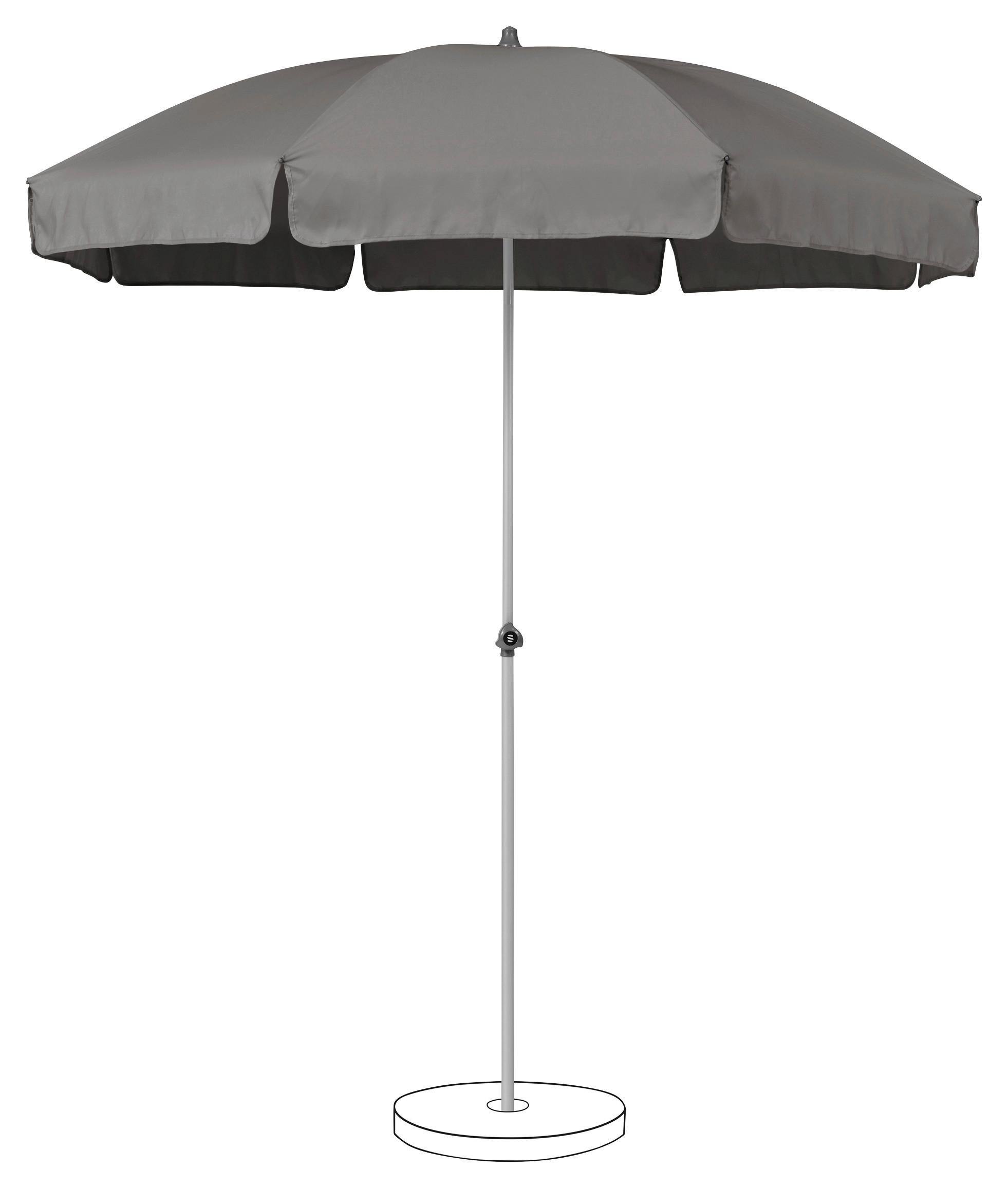 Sonnenschirm Siesta Dunkelgrau Ø ca. 200cm - Dunkelgrau/Silberfarben, Basics, Kunststoff/Metall (200cm) - Suncomfort by Glatz