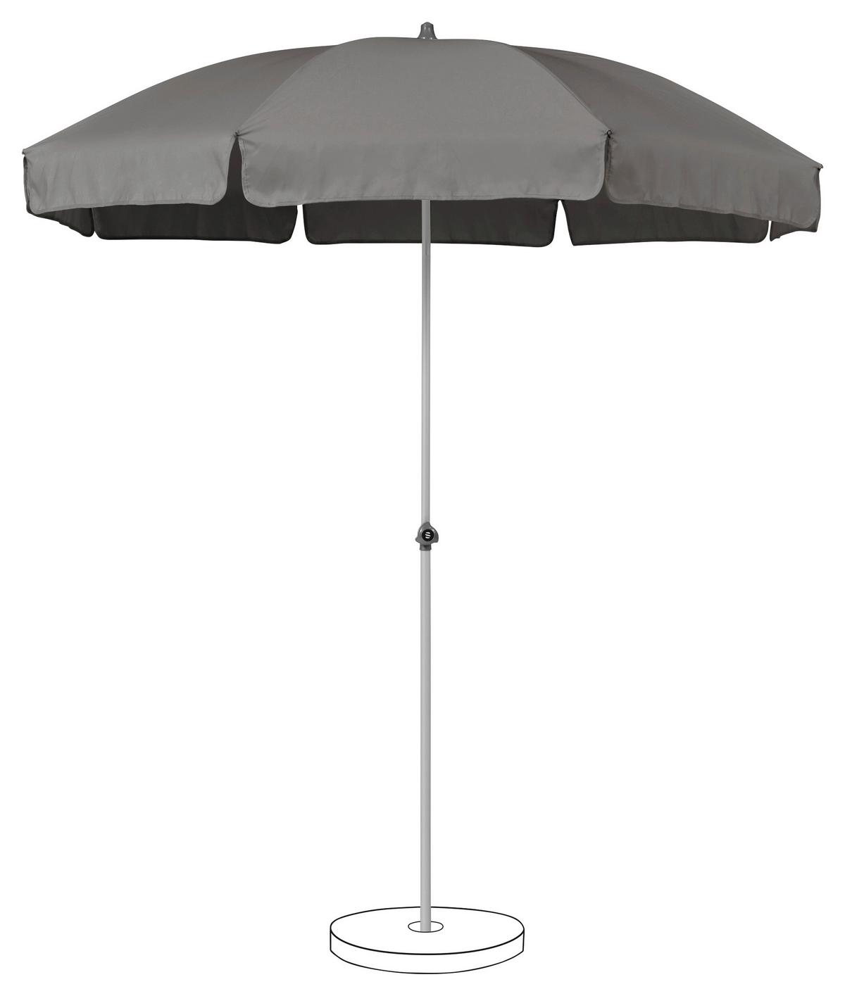 Sonnenschirm Siesta Dunkelgrau Ø ca. 200cm - Dunkelgrau/Silberfarben, Basics, Kunststoff/Metall (200cm) - Suncomfort by Glatz