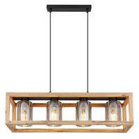 Hängeleuchte Pettey max. 40 Watt - Dunkelbraun/Schwarz, ROMANTIK / LANDHAUS, Glas/Holzwerkstoff (75/20/120cm)