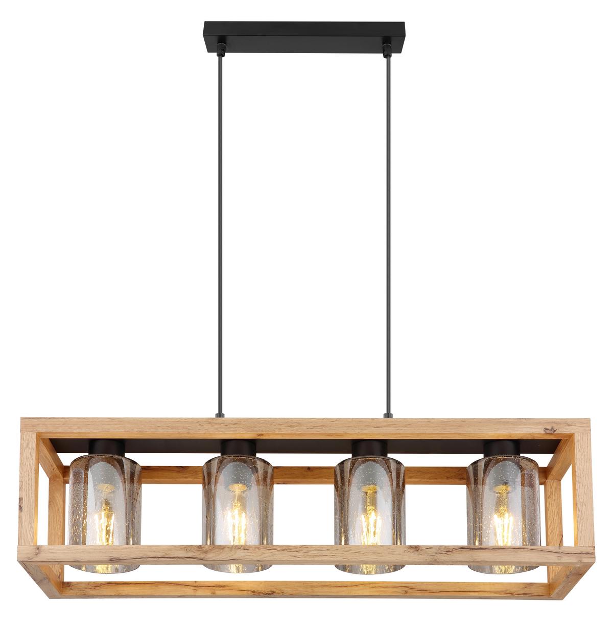 Hängeleuchte Pettey max. 40 Watt - Dunkelbraun/Schwarz, ROMANTIK / LANDHAUS, Glas/Holzwerkstoff (75/20/120cm)