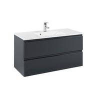Waschtischkombi Cardiff ca. 100 cm Grau - Graphitfarben/Weiß, Design, Holzwerkstoff/Stein (100cm) - Held