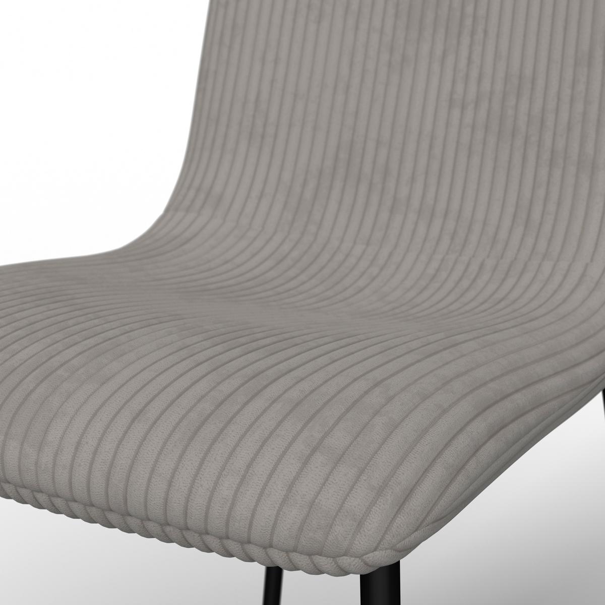 Stuhl Amy Hellgrau Cord Gepolstert - Hellgrau/Schwarz, MODERN, Holz/Textil (45/85/55cm) - Bessagi Home