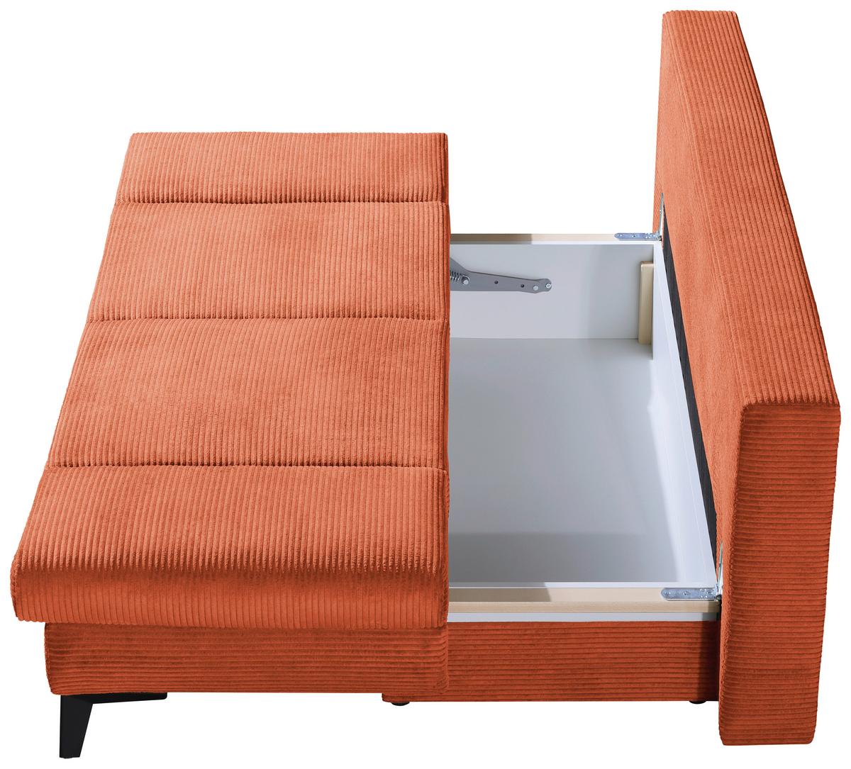 SOFA Z FUNKCJĄ SPANIA MELBOURNE - kolor rdzawy/czarny, Design, metal/tkanina (200/85/90cm) - Novel