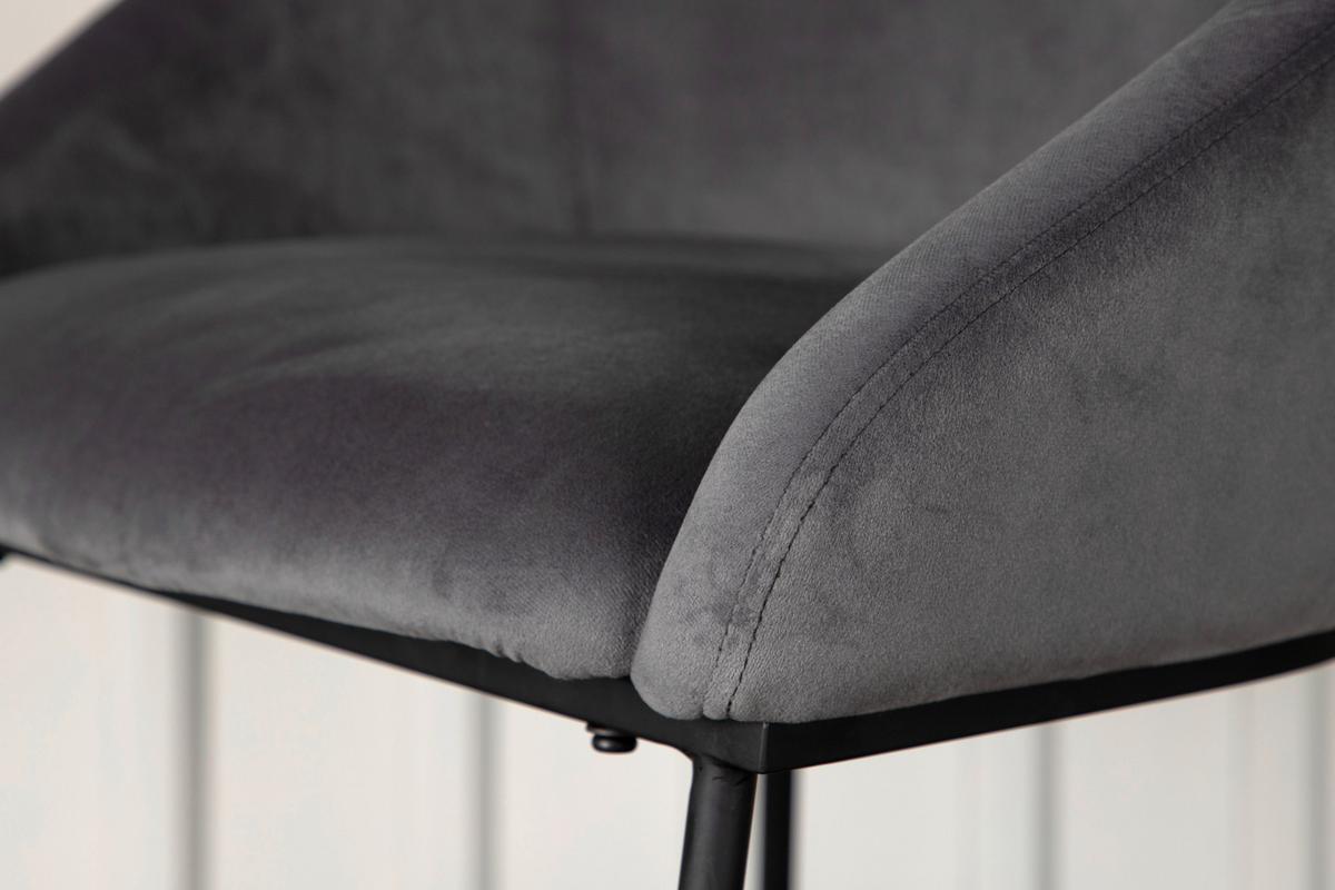 Barhocker Velvet VELVET - Dunkelgrau/Schwarz, Design, Textil/Metall (58,5/97/57cm) - Livetastic