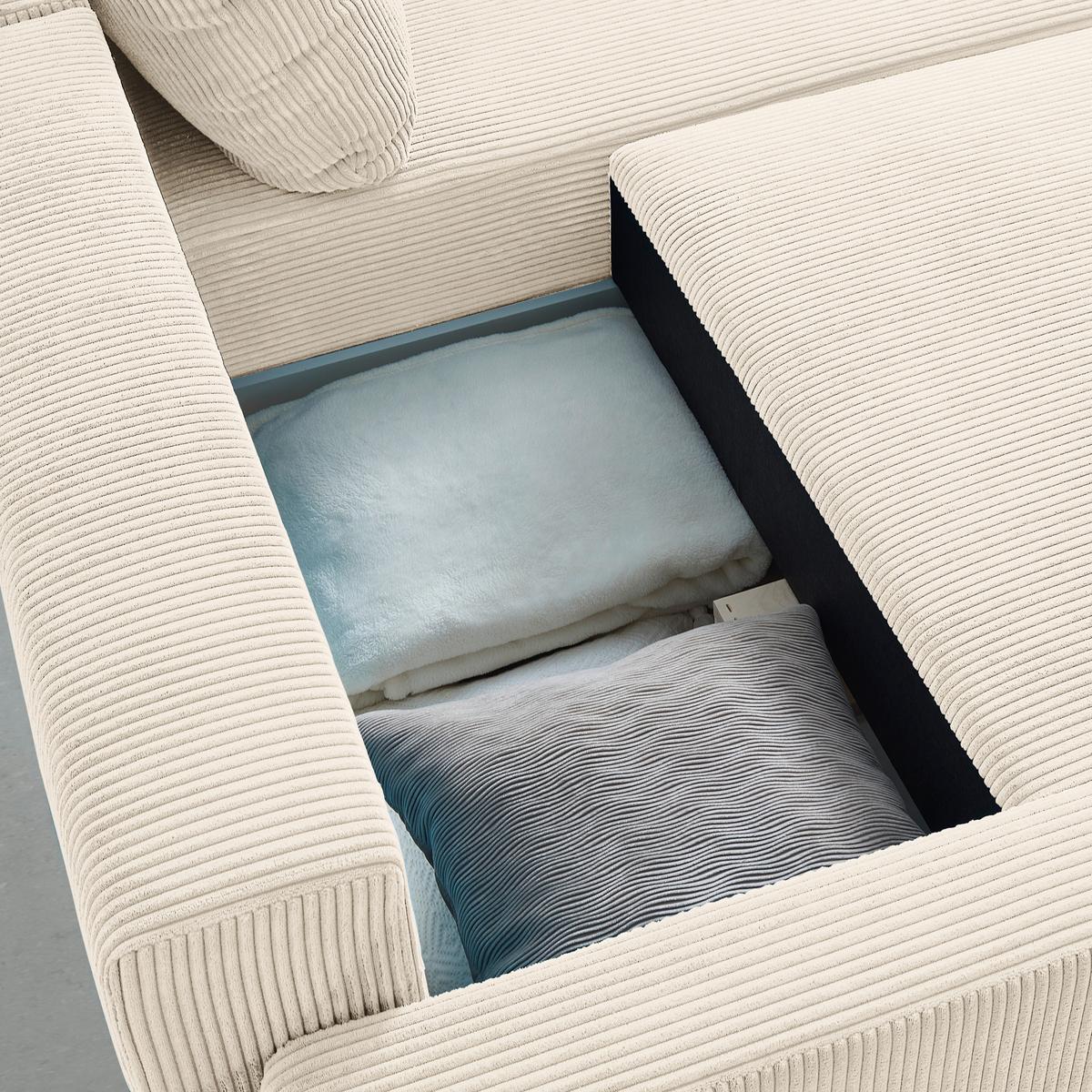 Ecksofa Dios Beige - Beige/Schwarz, MODERN, Holz/Kunststoff (228/91/146cm) - Based