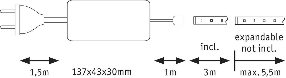 LED-Strip 70666 in Silberfarben max. 18 Watt - Silberfarben, Basics, Kunststoff (300-550,0cm) - Paulmann