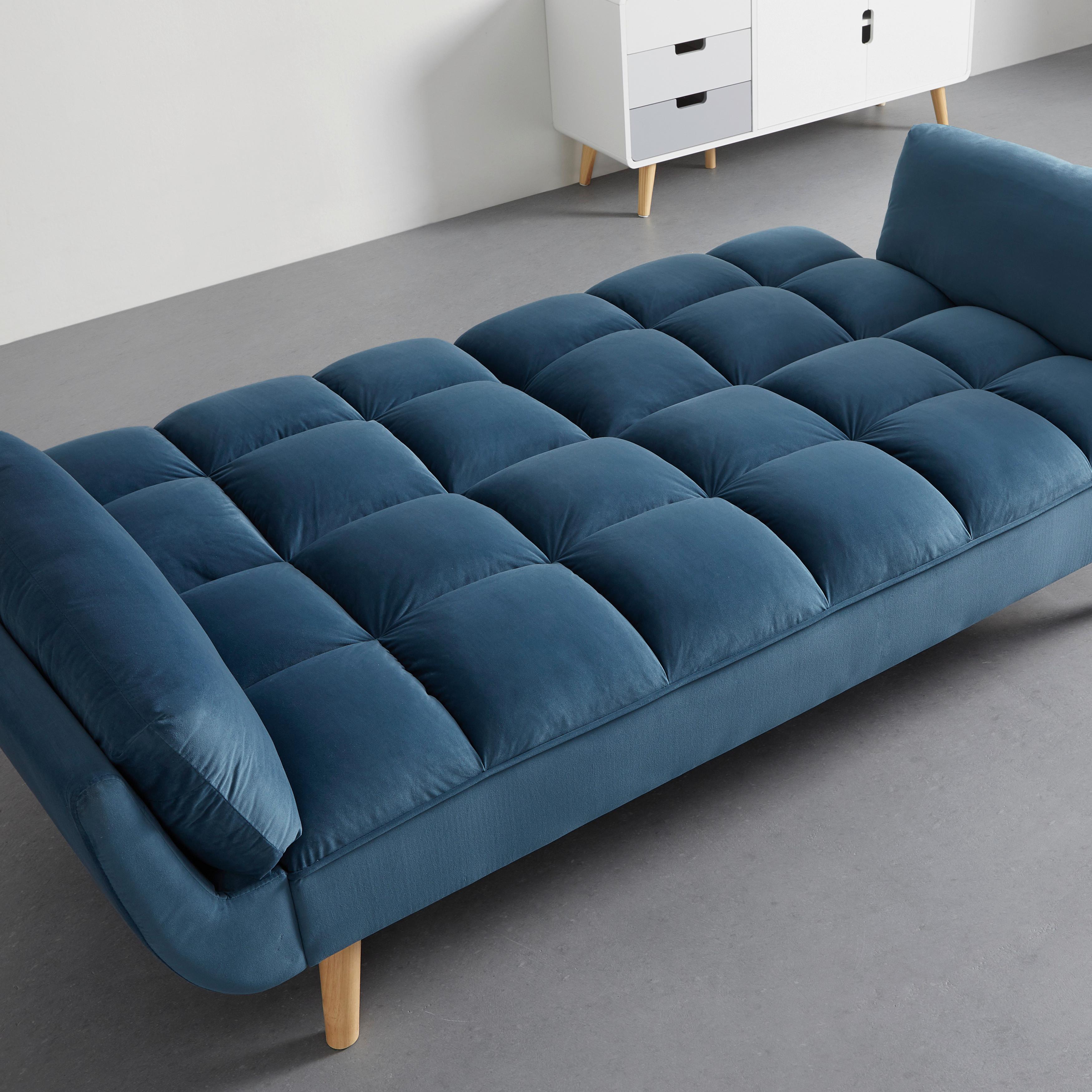 BÄDDSOFFA CORA - blå/naturfärgad, Modern, trä/textil (214/92/81cm) - Bessagi Home