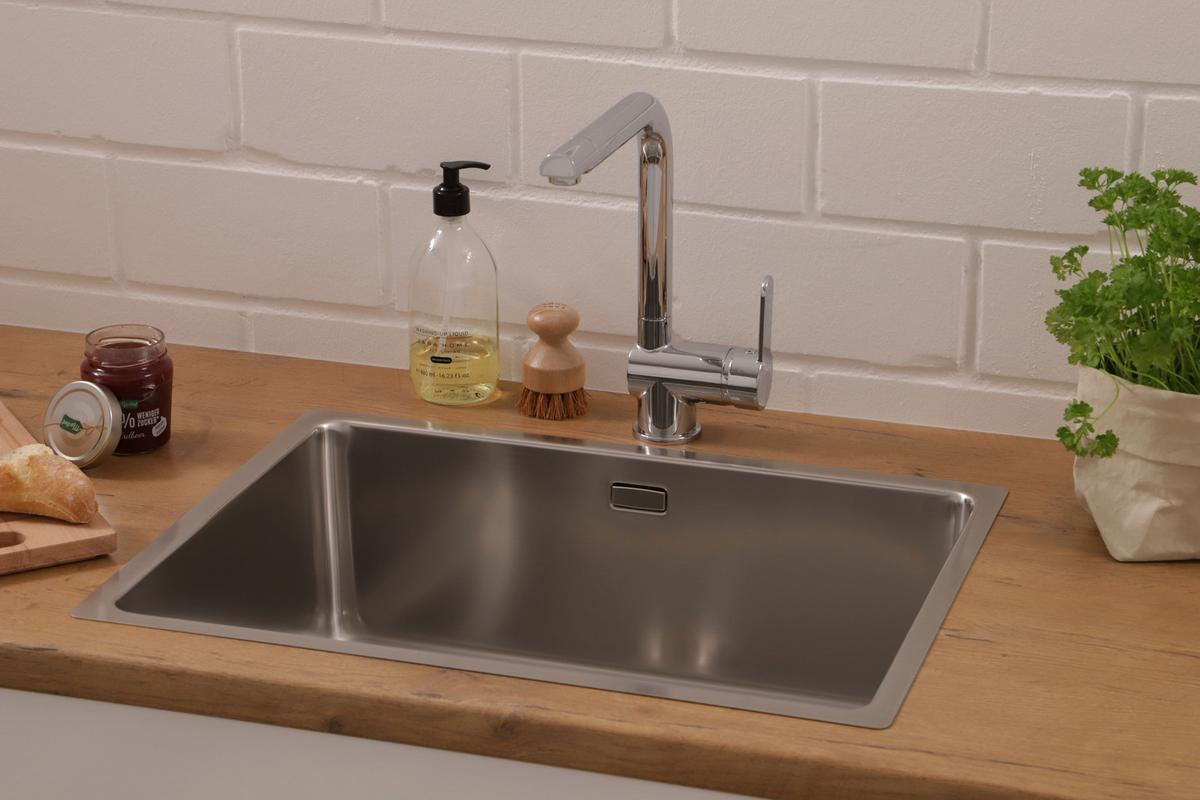 Einzelbecken Detroit ca. 59x23x44 cm Edelstahl - Edelstahlfarben, Trend, Metall (59/22,5/43,5cm) - Respekta