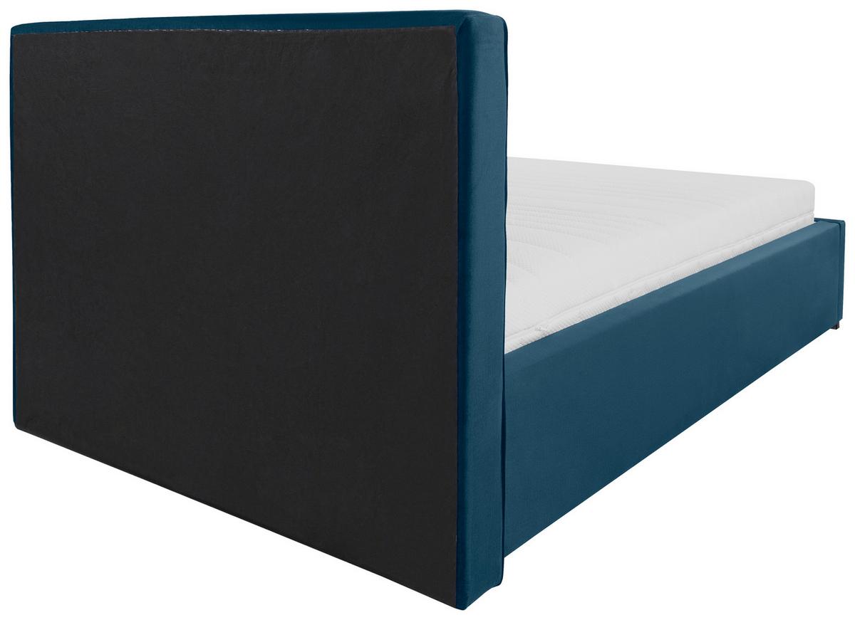 Polsterbett Granda ca. 140x200 cm Dunkelbau - Chromfarben/Kernbuche, MODERN, Holz/Textil (140/200cm) - MID.YOU