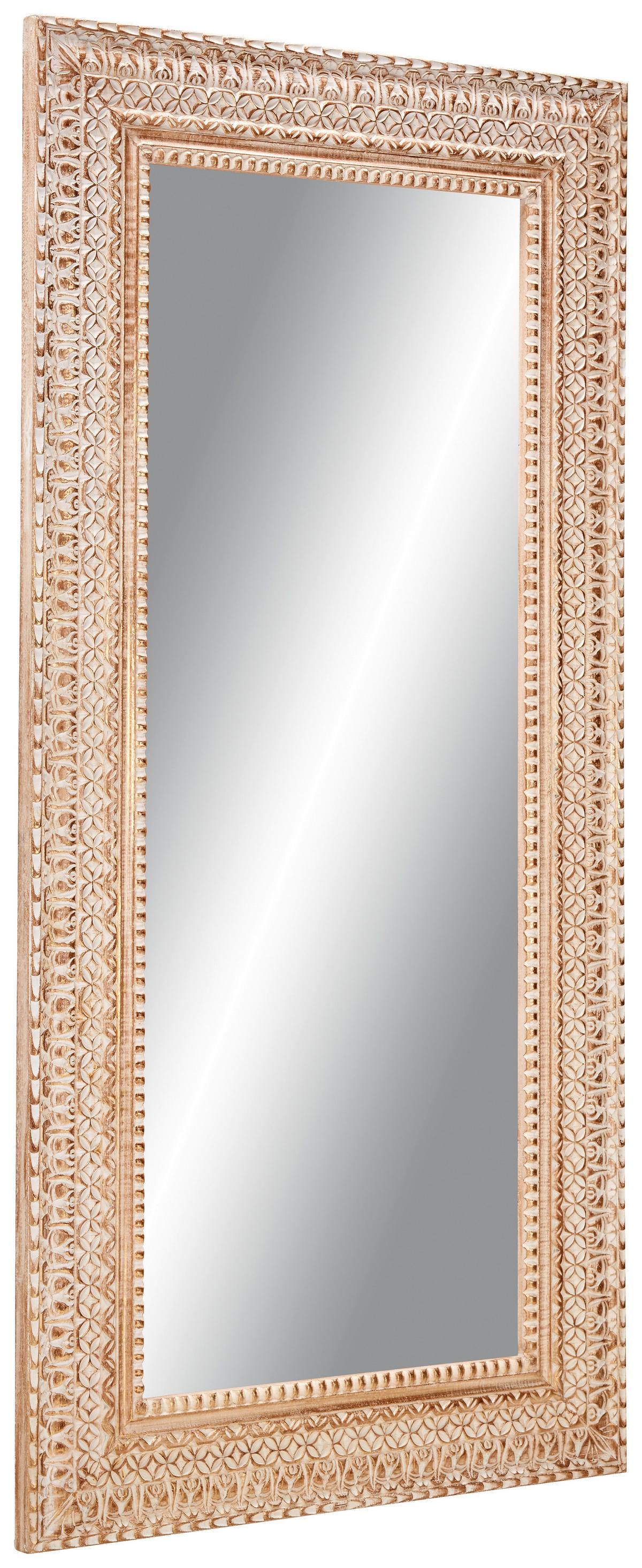 Wandspiegel ca. 90x180x3,5cm - Weiss/Hellrosa, Romantik / Landhaus, Glas/Holz (90/180cm) - Premium Living