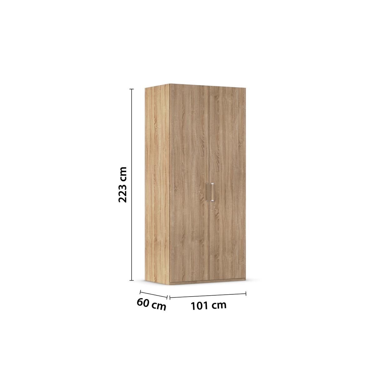 Omara S Klasičnimi Vrati Evelyn, Barva Hrasta - srebrne barve/hrast sonoma, Design, umetna masa/leseni material (101/223/60cm) - Novel