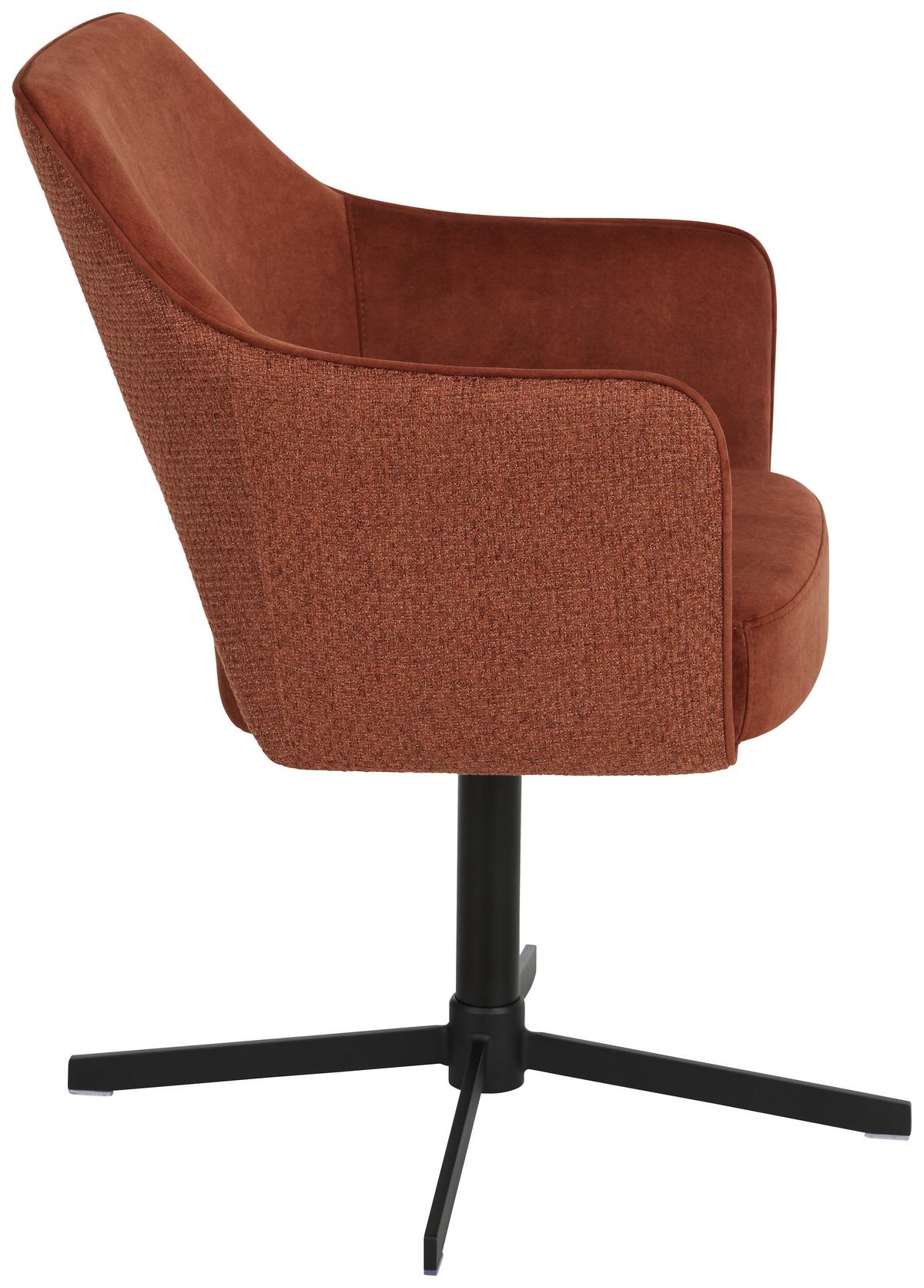 Armlehnstuhl Valletta in Rostfarben - Rostfarben/Schwarz, KONVENTIONELL, Textil/Metall (61/85/60cm) - Premium Living