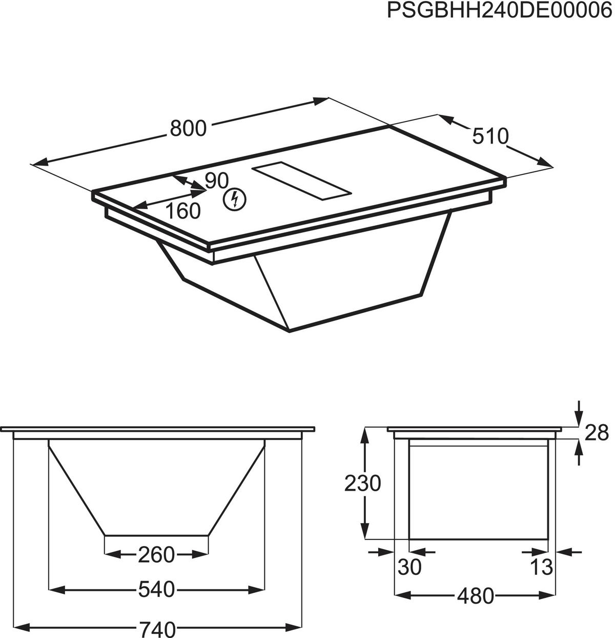 Kochfeld-Dunstabzug-Kombi DKEX8050IM - Schwarz, Basics, Glas/Metall (80/23/51cm) - Dieter Knoll