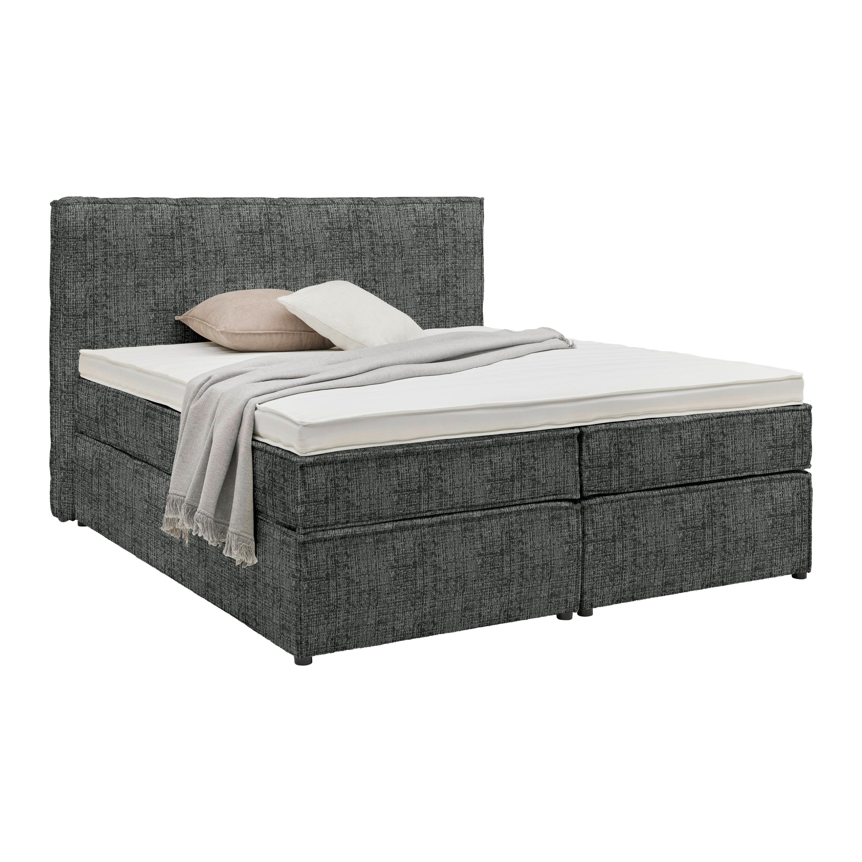 Boxspringbett Lion Anthrazit ca. 180x200cm - Anthrazit, KONVENTIONELL, Holz/Holzwerkstoff (180/200cm) - Premium Living
