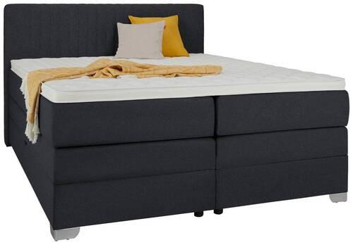 Boxspringbett Plura Anthrazit ca. 180x200cm - Chromfarben/Anthrazit, Konventionell, Holz/Holzwerkstoff (180/200cm) - Mömax