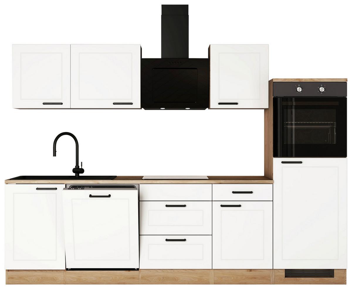 Kuhinjski Blok Z Aparati Julia, Bela, Barva Hrasta - črna/barve hrasta, Basics, kovina/leseni material (280cm) - FlexWell