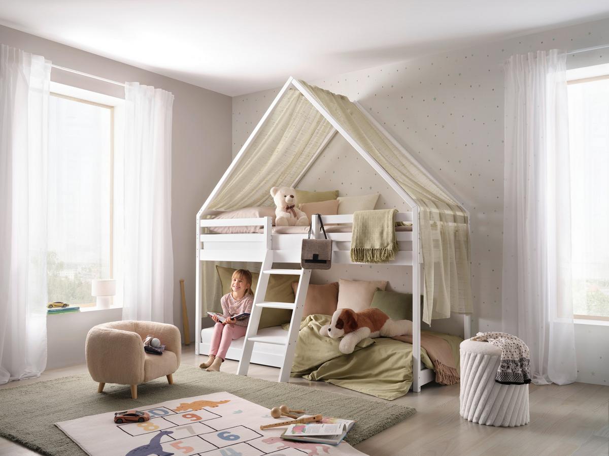 Etagenbett Sweet Weiß ca. 90x200cm - Birkefarben/Weiß, LIFESTYLE, Holz (97/224/208cm) - Mömax