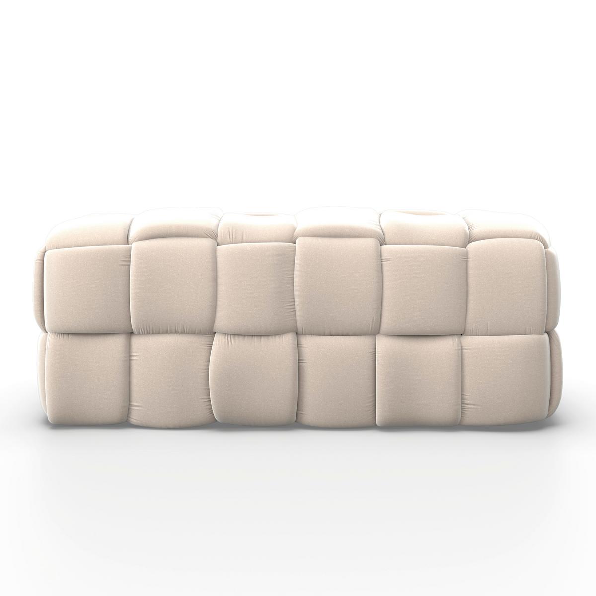 Hockerbank Ella Beige Samt Gepolstert - Beige/Schwarz, MODERN, Holz/Kunststoff (118/47/47cm) - Bessagi Home