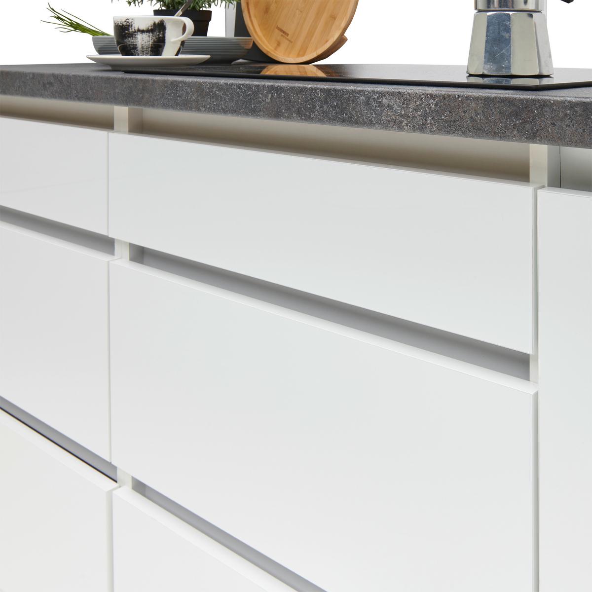 Küchenblock Premium Weiß B: ca. 280 cm - Weiß/Grau, MODERN, Holzwerkstoff (280cm) - Respekta