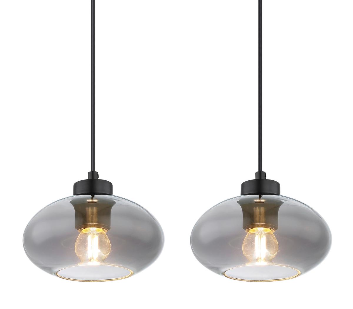 HÄNGELEUCHTE 15572-4H  SHAUN - Schwarz/Grau, Basics, Glas/Kunststoff (96/18/120cm) - Globo