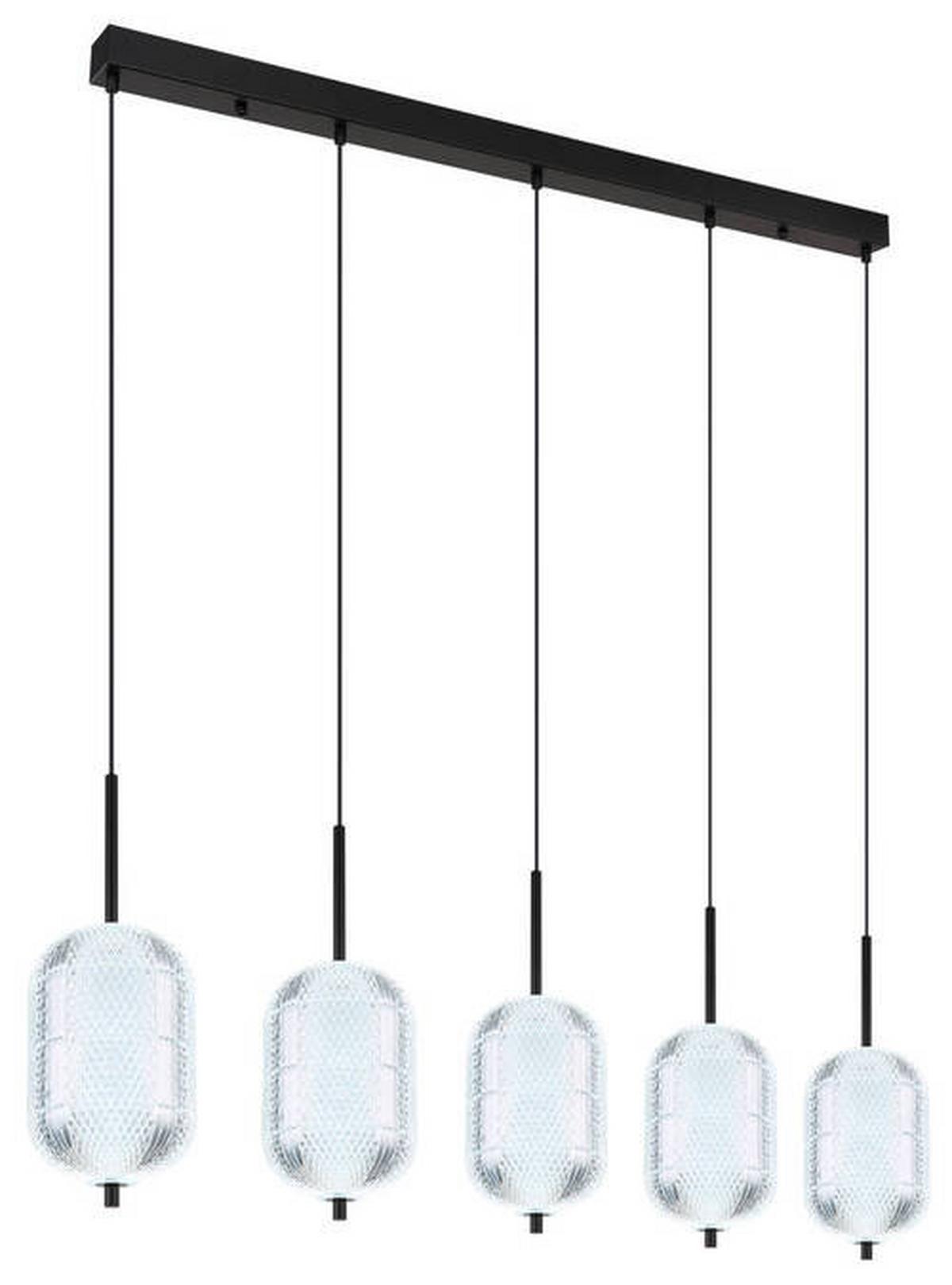 LED-Hängeleuchte Kurius Schwarz max. 60 Watt - Klar/Schwarz, KONVENTIONELL, Kunststoff/Metall (118/15/120cm) - Globo